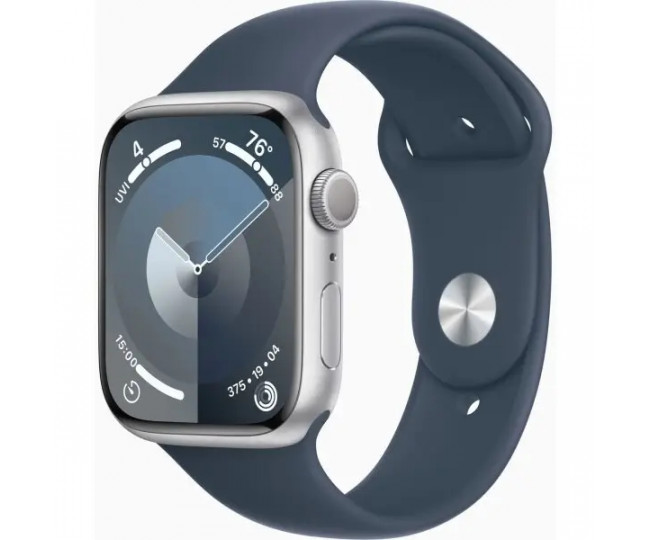 Apple Watch Series 9 GPS 41mm Silver Aluminum Case w. Storm Blue Sport Band - M/L (MR913)